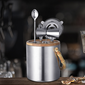 Creation Factory Custom Luxury Branding Double Wall 1.3L Round Stainless Steel Metal Champagne <strong>Ice</strong> <strong>Bucket</strong> <strong>with</strong> Bar Tool Set - Product Image 1