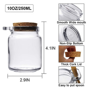 Petits bocaux de rangement en verre de 10oz avec couvercles en liège et cuillères pour garde-manger, salle de bain, épices, Mousse de <span class=keywords><strong>miel</strong></span>, bonbons, fabrication de bougies - Product Image 2
