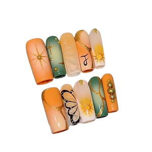 <span class=keywords><strong>Uñas</strong></span> <span class=keywords><strong>postizas</strong></span> cuadradas <span class=keywords><strong>de</strong></span> verano Y2K <span class=keywords><strong>de</strong></span> nuevo diseño al por mayor, hechas a mano con diamantes Aurora franceses, reutilizables, estilo ballet, dulces y geniales <span class=keywords><strong>para</strong></span> chicas. - Product Image 5