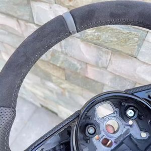 Volant de direction semi-perforé entièrement perforé pour <span class=keywords><strong>Audi</strong></span> A3 A4 A5 S3 S4 S5 2017-2022 B9 Volant en cuir à fond plat Sport - Product Image 5