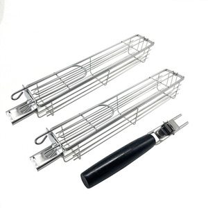 Lot de 4 paniers à <span class=keywords><strong>kebab</strong></span> en acier inoxydable pour barbecue, hot dog, légumes et viande, accessoires de barbecue. - Product Image 4