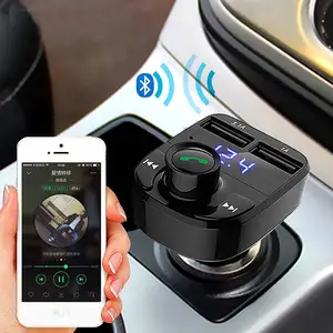 AUX מוסיקה TF כרטיס FM משדר כחול שן כפולה USB מהיר טלפון ערכת מטען לרכב MP3 נגן