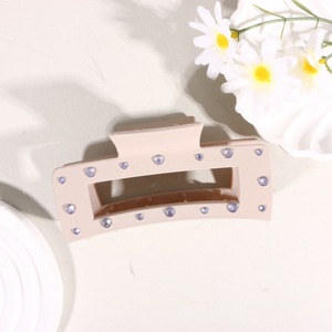 Pince à cheveux rectangulaire coréenne en plastique avec strass de 10,5 cm, élégante et givrée, pour usage quotidien, pour femmes - Product Image 6