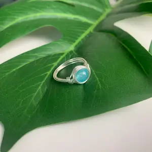 Anelli Artigianali in Filo per Donne, Anelli con Pietre Preziose Placcati Argento, Pietre Avvolte Ametista Agata Lava Quarzo Naturale Curativo - Product Image 5