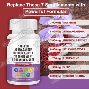 Vitahealthy OEM/ODM Marque distributeur Capsules d'extrait de <span class=keywords><strong>safran</strong></span> d'approvisionnement d'usine Tout en un 3000mg de <span class=keywords><strong>safran</strong></span> pour la santé corporelle - Product Image 4