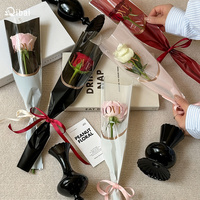 Qibai Goud Bloemen Mouw Wrap Pvc Rozen Bloem Cadeau Tas Enkele Roos Verpakking Bloemenmouwen Voor Rozen Valentijnsdag