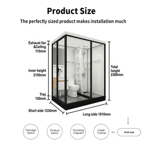 YEETE Cabina Bagno Prefabbricata - Modulo Doccia All-in-One con WC, Lavabo e Riscaldatore 3-in-1 per Hotel e Appartamenti - Product Image 2