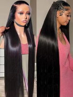 Pelucas sin pegamento con encaje frontal Alibaba para mujeres negras, pelucas de cabello humano liso, pelucas con encaje frontal HD transparente, cabello humano virgen.