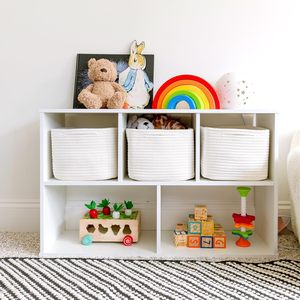 Paquete de 3 Cestas de Almacenamiento de Juguetes Pequeños para Niños, Cestas de Almacenamiento Tejidas con Cuerda de Algodón para Organizar, Cesta para Estante de Guardería - Product Image 3