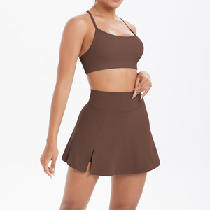 Ensemble de soutien-gorge et jupe de <span class=keywords><strong>tennis</strong></span> pour femmes Vêtements de fitness brossés avec logo à la taille pour la course à pied Golf Autres sports - Product Image 3