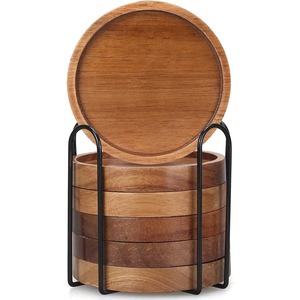 Export Quality Stylish Wooden <b>Coaster</b> Set Handmade Wooden <b>Drink</b> <b>Coasters</b> for Dining Table Living Room and Office Use for Sale - Product Image 1