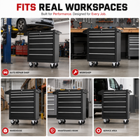 Armoire à outils roulante robuste à 7 tiroirs, coffre à outils en acier avec rangement verrouillable pour garage et atelier