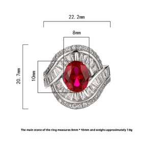 Best Seller Wholesale Fashion Jewelry Eco-friendly Copper Oval Cut 8*10mm Red Zircon Vintage Hand Designer <b>Rings</b> for Bulk Retail - Product Image 2