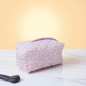 Floral Quilted Puffy Large Custom Printed Eco-Friendly Recyclable Makeup Bag Travel Cosmetic Organizer Durable Zipper <b>Storage</b> - Product Image 5