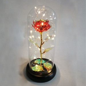 Fleur dans un verre, rose éternelle conservée sous cloche, ornement de rose avec base en bois - Product Image 5