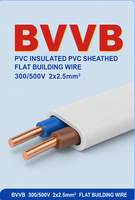 Fil électrique plat BVVB en cuivre pur, câble de construction en PVC, conducteur solide