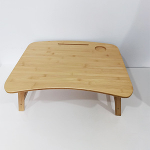 Bamboo And Wood Computer <b>Desk</b> Foldable Adjustable Desktop For Bed <b>Study</b> Modern Simple Design Walnut Color Solid Wood - Product Image 3