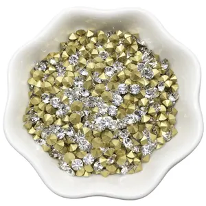 Strass en pierre de cristal scintillante, pierre de luxe à fond pointu, strass en verre scintillant