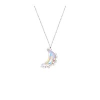 ODM-colgante de luna de cristal Aurora para mujer, collar de circonita