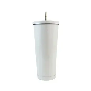780毫升真空隔热不锈钢保温瓶，带吸管双壁咖啡杯，可容纳冷玻璃杯，真空现代曲线