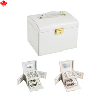 Boîte à bijoux rectangulaire en cuir PU Laire, style européen-américain, motif uni, anti-poussière, pour bracelets et pendentifs