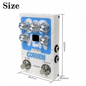 Pédale d'effet de delay stéréo LIVTRA <span class=keywords><strong>CORVEN</strong></span>, 9 algorithmes, entrée/sortie stéréo réelle, Tap Tempo + Freeze, enregistrement USB pour scène et studio - Product Image 2