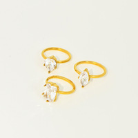 Bague en acier inoxydable plaqué or 18 carats, minimaliste, épaisse, avec zircon rectangulaire, ovale, rond ou carré, pour femme, cadeau