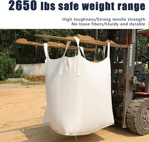 Sac en vrac Huamaohengchun - Capacité de 2650 lb, 39x39x39 pouces, Polypropylène (PP), Ouverture supérieure, Blanc, Rectangulaire, Réutilisable - Product Image 4