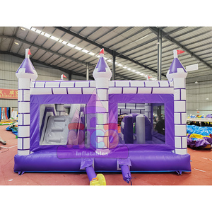 Purple and White Knight Combo Inflatable Bounce House Bouncy Castle with <b>Slide</b> Kids Jumping Castle - Product Image 5