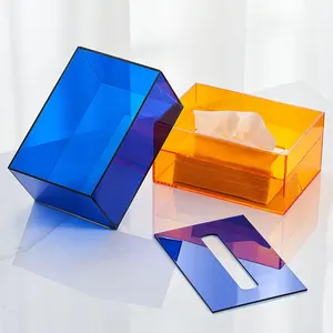 Caixa de acrílico personalizada iridescente de tecido, caixa de guardanapo de lucite