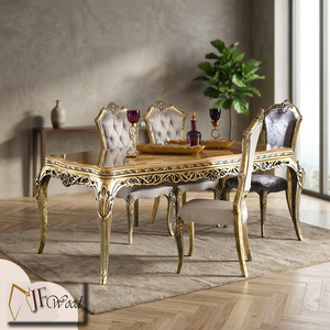 Juego de Comedor Soria Elegante y Moderno de Madera con Sillas Talladas a Mano, 5 Piezas, Clásico, para Hogar, Hotel, Restaurante, Apartamento - Product Image 3