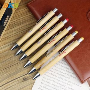 Elegant Customized Logo Bamboo Ballpoint <b>Pen</b> with Electric Screen Feature for Promotion Gifts - Product Image 2