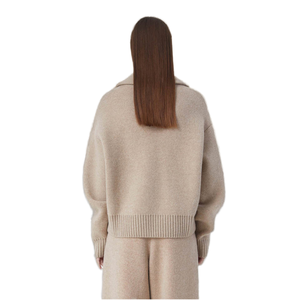 Cappotto di maglieria invernale Oversize in tinta unita <span class=keywords><strong>Cardigan</strong></span> a maniche lunghe <span class=keywords><strong>con</strong></span> colletto e <span class=keywords><strong>cerniera</strong></span> stile Casual - Product Image 5