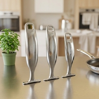 Poignée longue simple en acier inoxydable, anti-brûlure, écologique, design moderne et minimaliste, personnalisable selon échantillon, compatible four