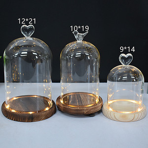 โดมแก้วกลมใสสำหรับตกแต่งพร้อมฐานไม้ก๊อกทรงกระบอกแบบโบราณ - Product Image 1