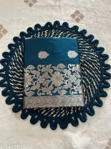 Sari de Seda Banarasi Pura de la Mejor Calidad con Trabajo Zari, Sari Tradicional Indio para Bodas, Festivales y Fiestas en Venta - Product Image 4