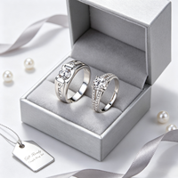 Ensemble de bagues assorties pour couple en gros, avec zircone cubique et pierre ronde, pour homme et femme, pour promesse, mariage, fiançailles, bijoux cadeau