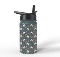 Thermos isotherme pour enfants en acier inoxydable personnalisé de 12 oz, bouteille d'eau pour l'école avec paille, écologique et portable