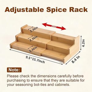 Bamboo Extendable Spice <b>Rack</b> Multi Layer Tiered <b>Kitchen</b> Storage Organizer For Seasoning Bottles - Product Image 2