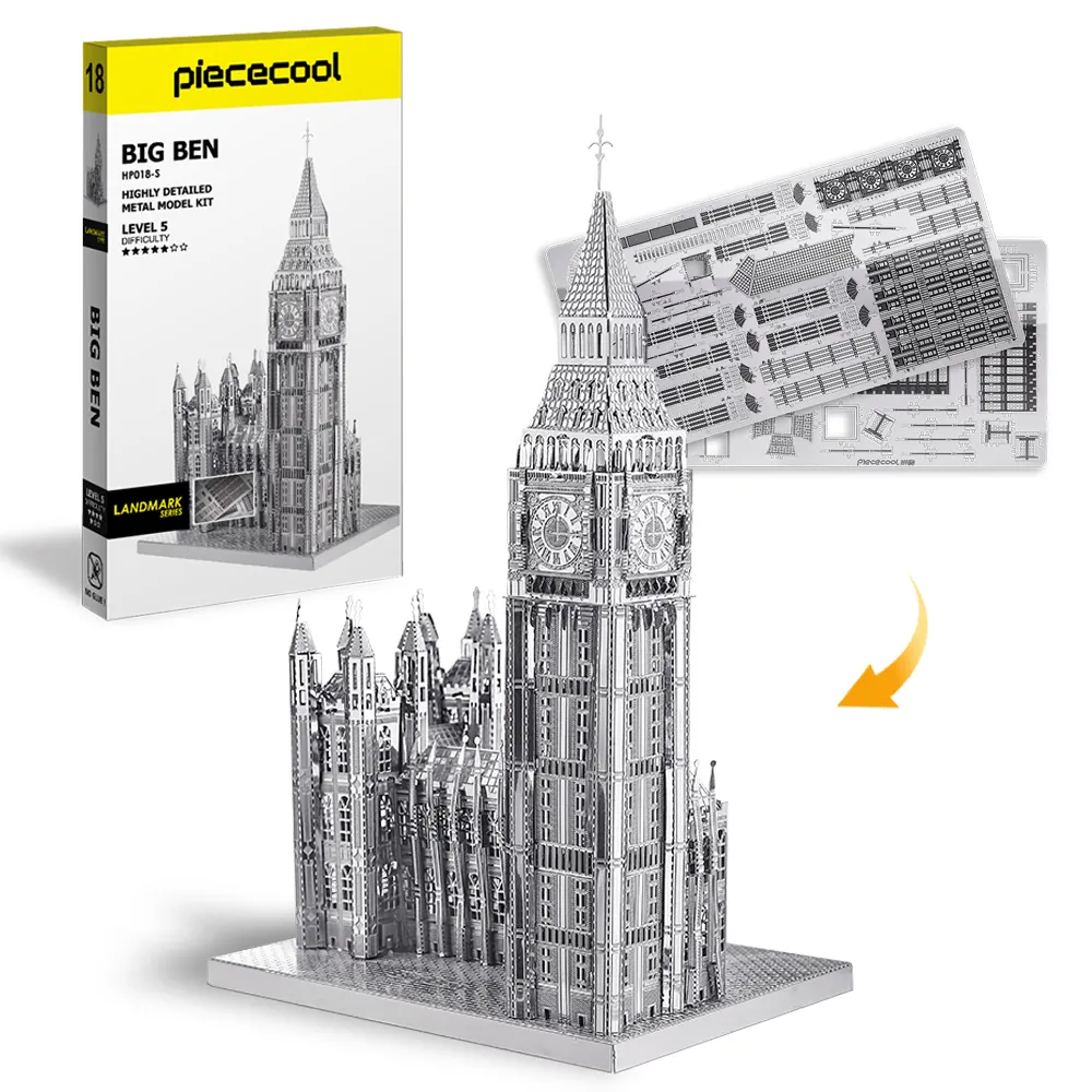 Piececool BIG BEN DIY mimari yapı ölçekli Model 3DJigsaw bulmaca gençler ve yetişkinler için