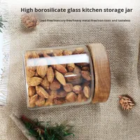 Pot de conservation en verre pour thé au pomelo et au miel, en borosilicate de haute qualité, étanche à l'humidité, rond, pour la cuisine, pour les collations, les céréales, le café