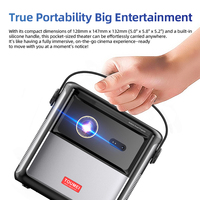 Projecteur intelligent de poche portable avec batterie externe et haut-parleur intégrés Google TV à résolution 600ANSI 1080P