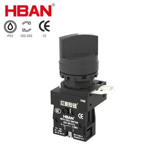 Interruptor Selector de Panel de 2 Posiciones y 22 mm, Rotatorio, con Enclavamiento, 1NO, con Certificación UL para Control Industrial, Fabricante HBAN, Modelo Xb2-Ba - Product Image 1