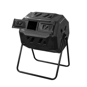 2024 Dış Mekan Bahçe Kompostlama Döner Kompostör 43 Galon Plastik Siyah Bahçe El Çeviricili Kompost Kutusu - Product Image 2