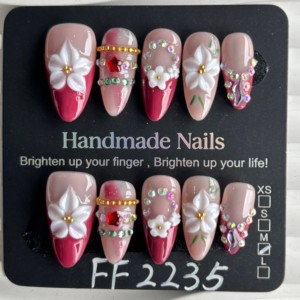 Lot de 10 <span class=keywords><strong>faux</strong></span> ongles de luxe faits à la main, taille XL, <span class=keywords><strong>en</strong></span> acrylique, de haute qualité, réutilisables, pour cadeau de fête - Product Image 4