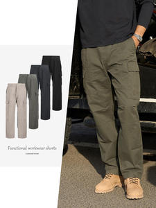 <strong>Men's</strong> 300g Elastic Waist Cargo Pants Straight Leg Casual Workwear <strong>Trousers</strong> for Daily Outdoor - Product Image 1