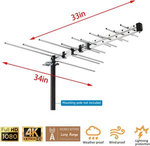 Antenne satellite HD Yagi extérieure UHD-3922 Antenne TV numérique longue portée pour toit de grenier ou réception <span class=keywords><strong>OTA</strong></span> transparente RV en 4K/1080P - Product Image 2
