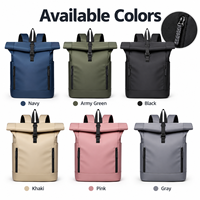 Sac à dos pour ordinateur portable à fermeture enroulable 16 pouces, grande capacité, sac de voyage avec sangle pour trolley, sac à dos de travail pour homme et femme