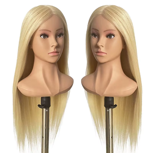 Cabeza de peinado modelo de cabello humano real 100% de alta calidad, peluquería profesional, escuela de belleza, cabeza de práctica de barbero - Product Image 2