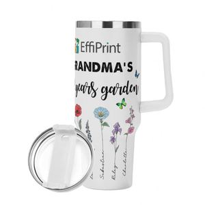 EffiPrint Gobelet isotherme 40 oz à succès avec poignée creuse blanche, couvercle semi-transparent, design moderne, impression UV à la demande pour boissons - Product Image 5
